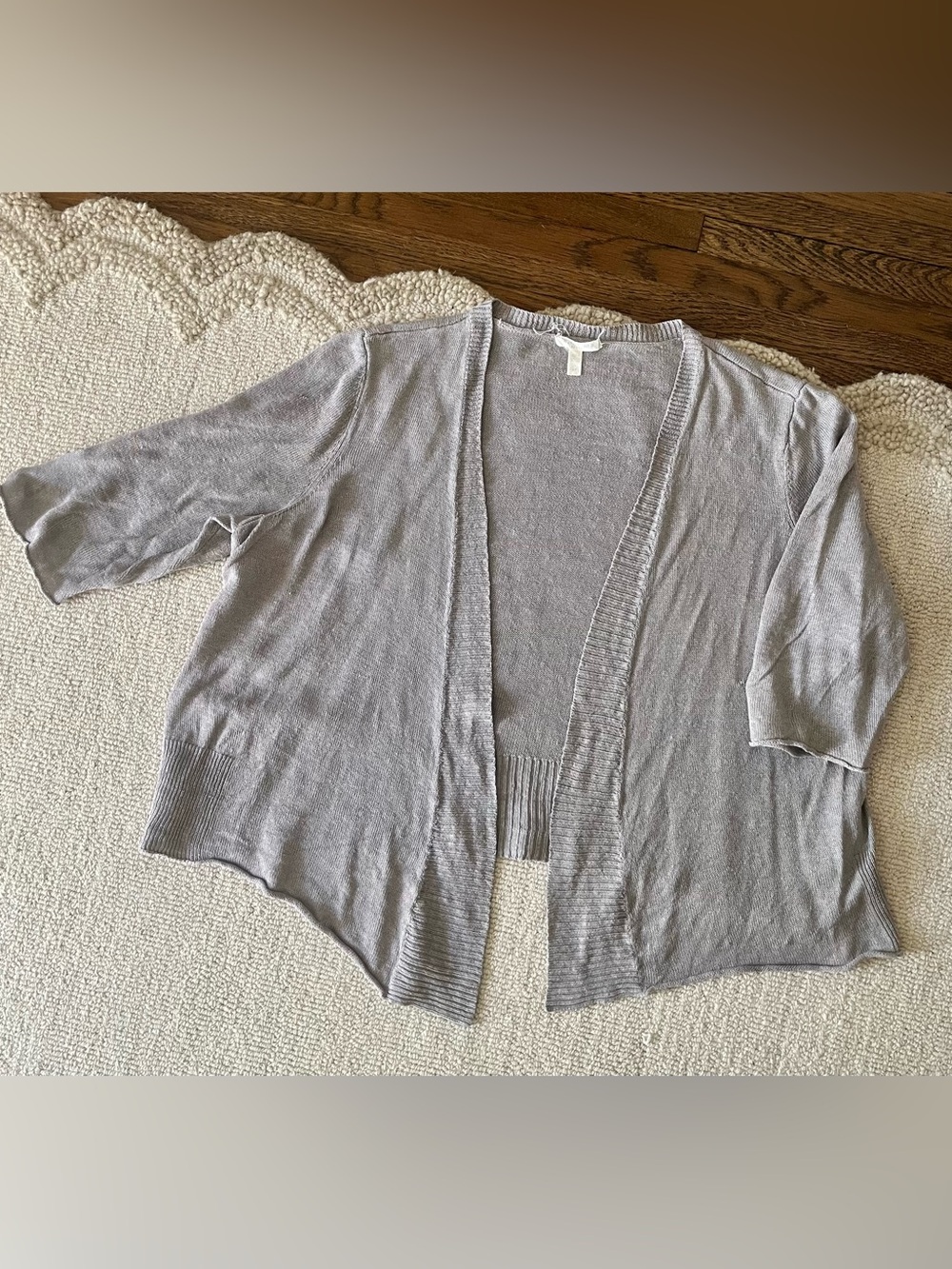 Eileen Fisher Organic Linen Open Front Cardigan 2X Warm Grey Greige Lagenlook